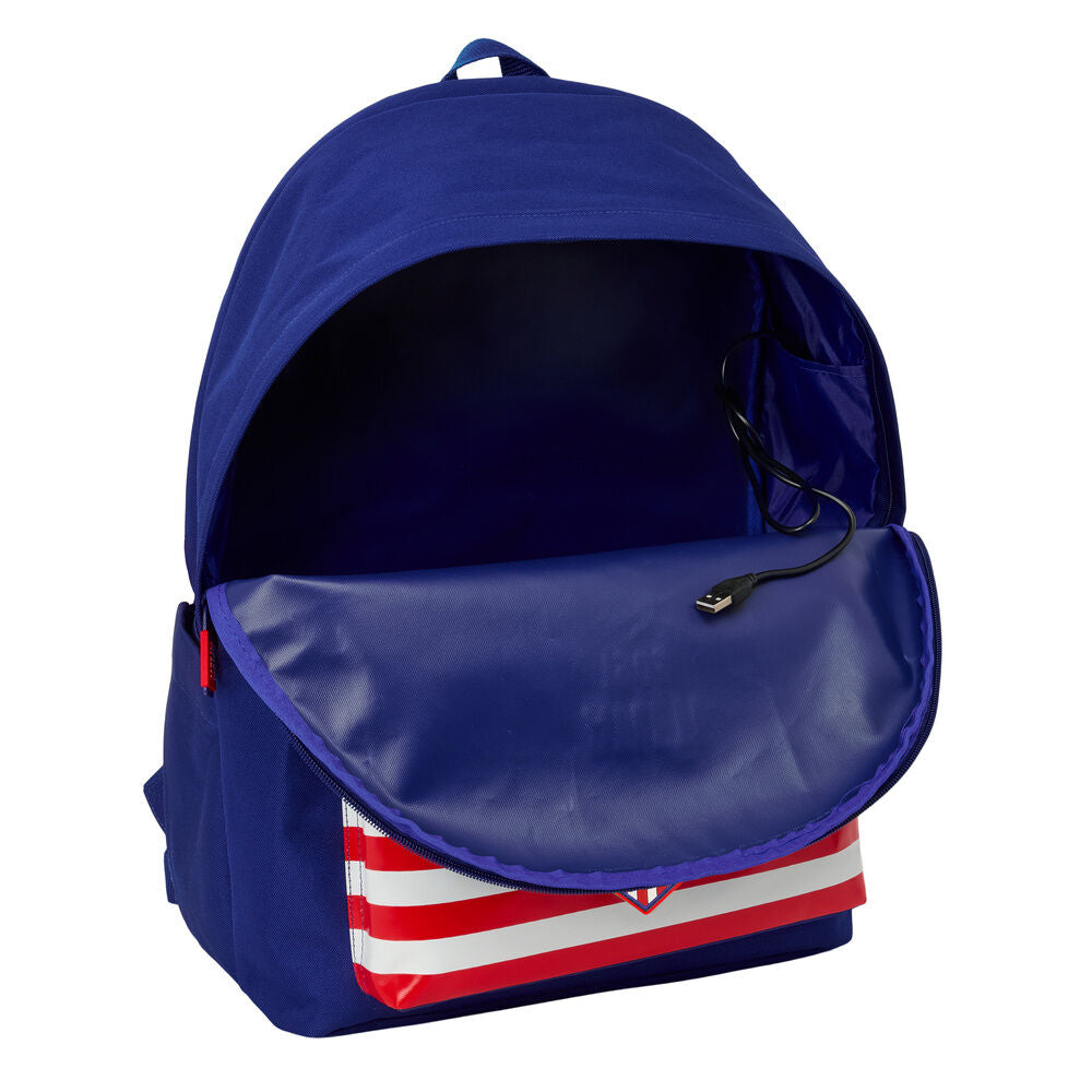 Mochila azul marino del Atlético de Madrid SAFTA con franjas rojas y blancas - 5