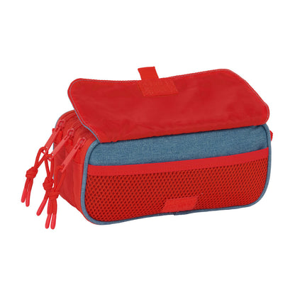 Portatodo triple Super Mario SAFTA azul y rojo con tres cremalleras - 4