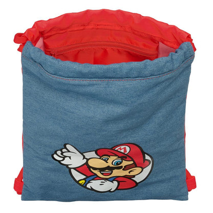 Saco escolar azul de Super Mario con cordones rojos - 4