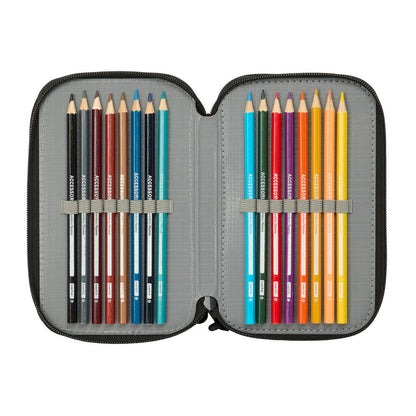 Plumier triple Minecraft negro con 37 piezas y tres compartimentos - 5