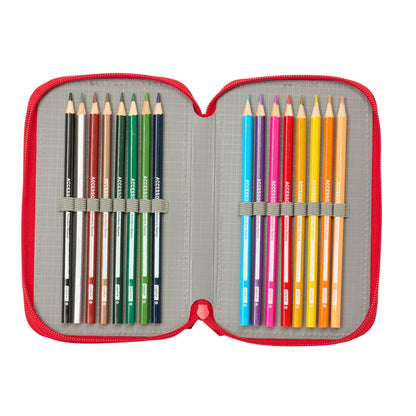 Plumier triple rojo de Mickey Mouse Disney con tres compartimentos - 5