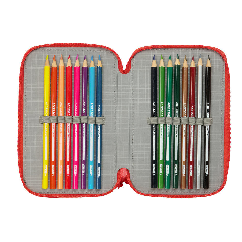 Plumier triple Super Mario azul y rojo con tres compartimentos - 5