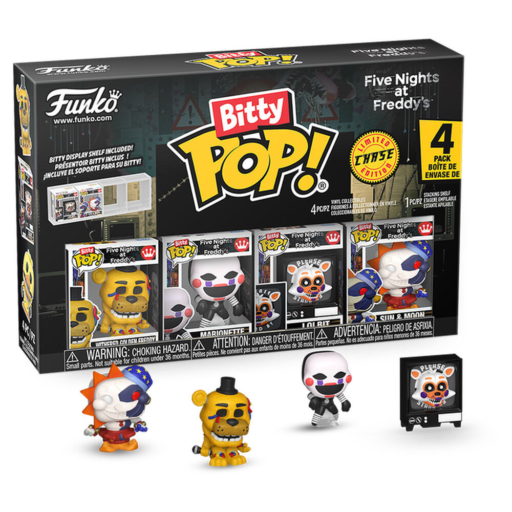 Blíster Funko Bitty POP! de Five Nights at Freddy’s con cuatro figuras y expositor