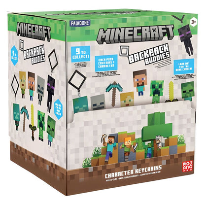 Expositor PALADONE Minecraft Backpack Buddies con llaveros coleccionables
