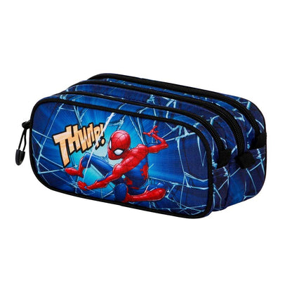 Portatodo triple azul de Spider-Man Marvel con tres cremalleras