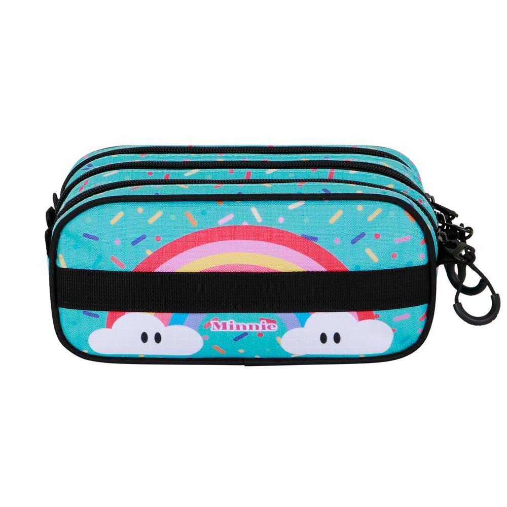 Portatodo triple turquesa de Minnie Disney con arcoíris - 3