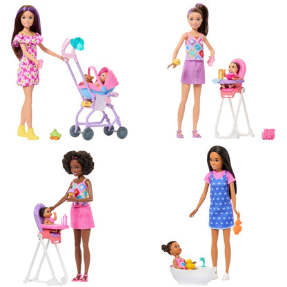 Muñecas Barbie Skipper Babysitters con bebés y accesorios de cuidado infantil