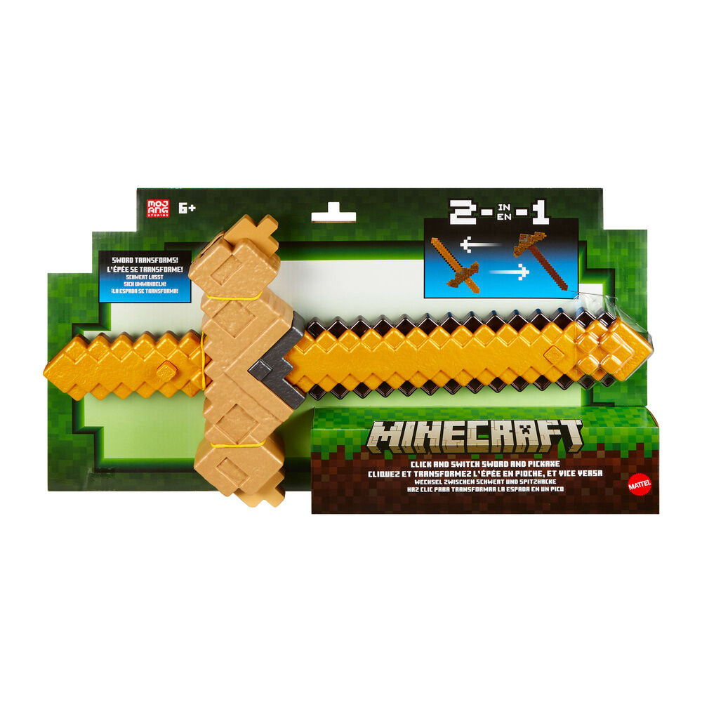 Espada y pico transformable Minecraft 2 en 1 de Mattel