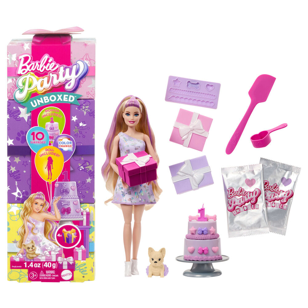 Muñeca Barbie Party Reveal con saco de dormir y mascota - 7