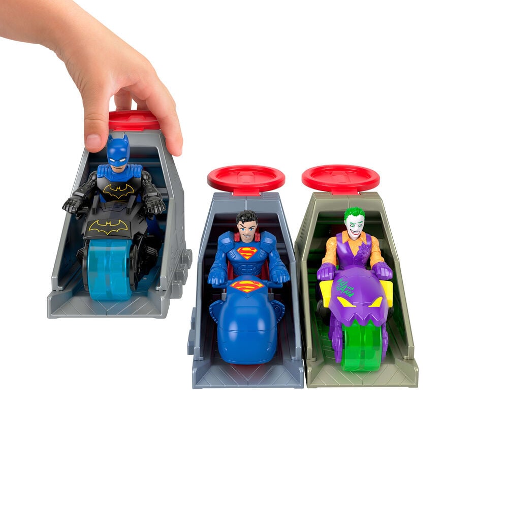 Lanzadores Imaginext DC Super Friends con Batman, Superman y El Joker