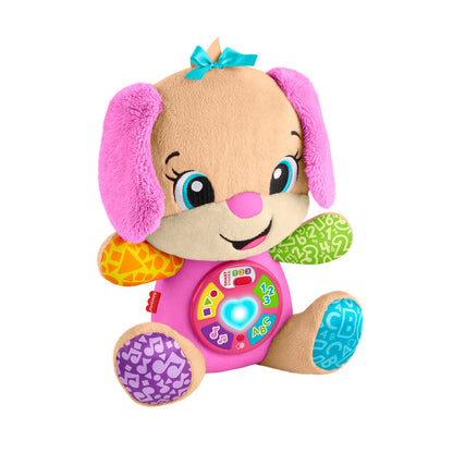 Peluche de perrita Fisher-Price con panel de aprendizaje frontal