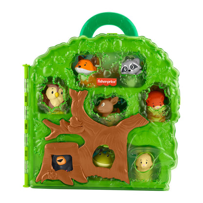 Estuche portátil en forma de árbol con 8 figuras de animales del bosque Little People