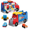 Camión de carreras MEGA BLOKS con dos coches, rampa y bloques