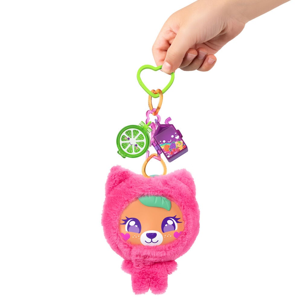 Estuche Polly Pocket con osito de peluche rosa, muñeca, mascotas y accesorios de fruta - 3