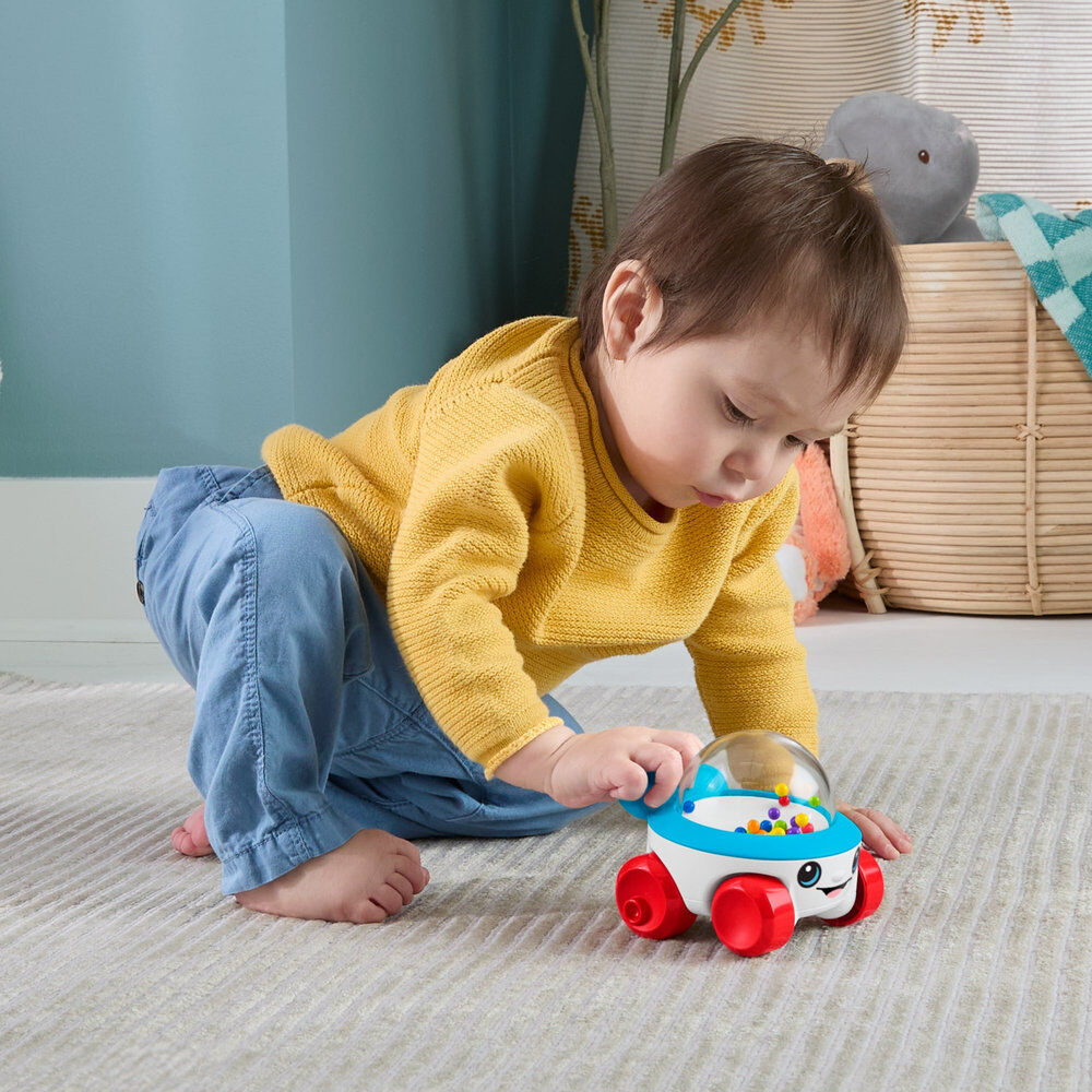 Vehículo palomitero Fisher-Price con ruedas rojas y palomitas de colores - 2