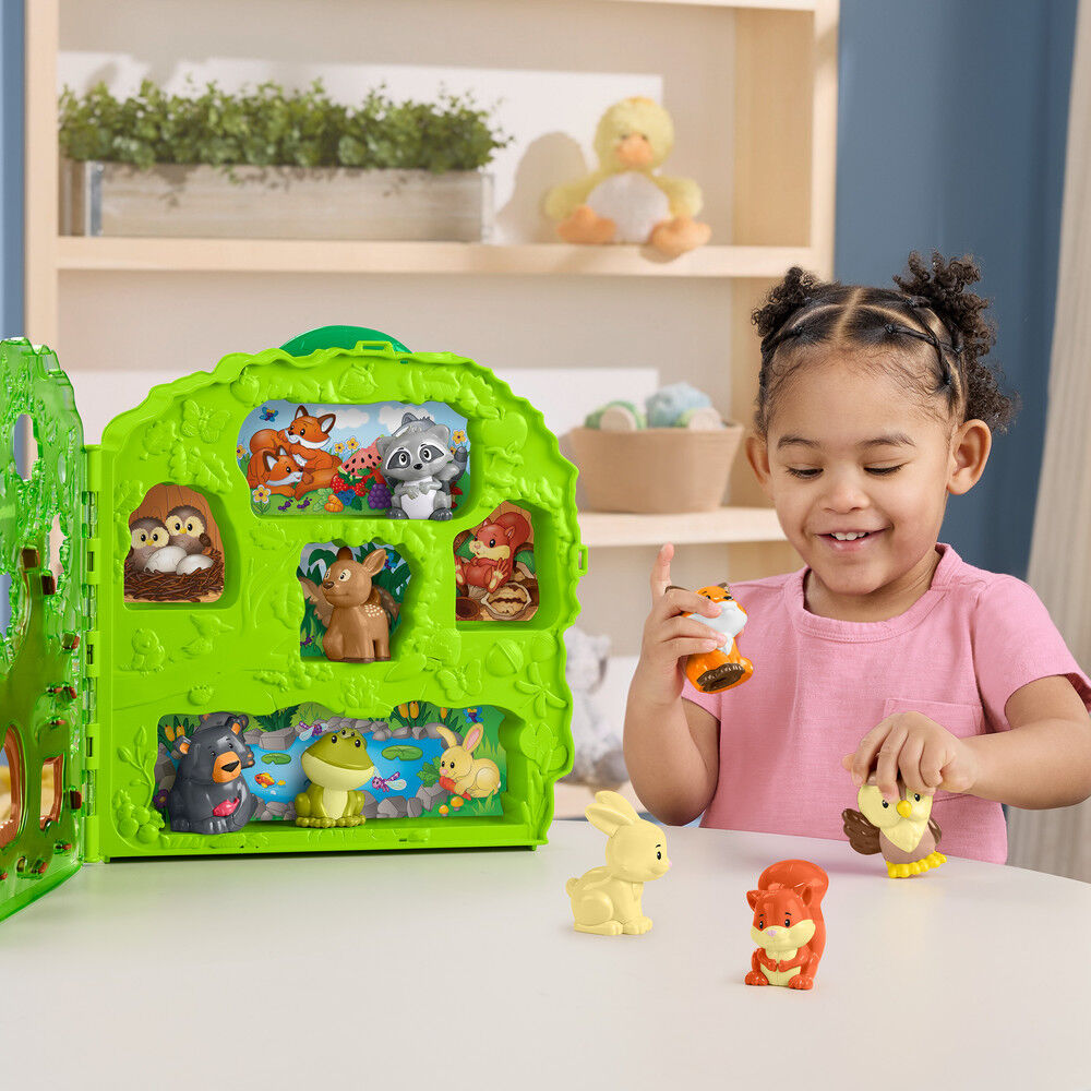 Estuche portátil en forma de árbol con 8 figuras de animales del bosque Little People - 2