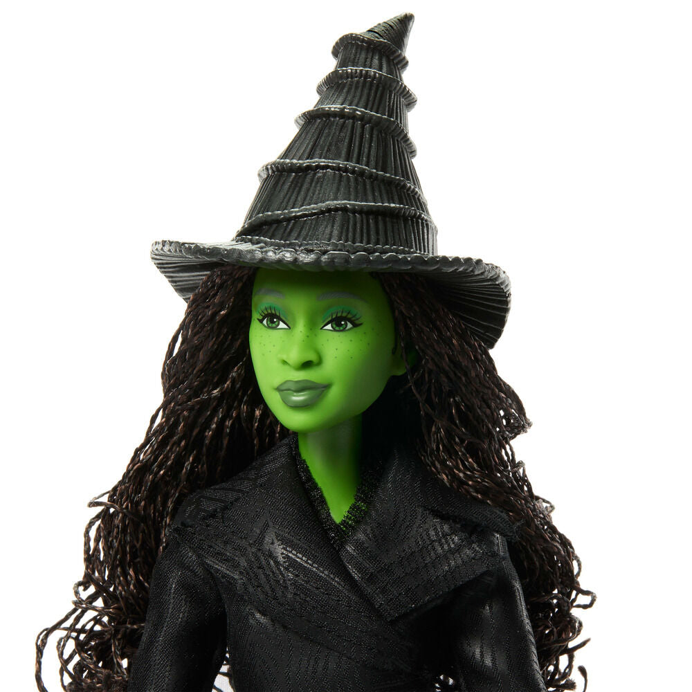 Muñeca Elphaba de Wicked con vestido negro, capa, sombrero, escoba y Grimorio - 3
