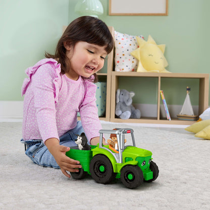 Tractor verde Fisher-Price Little People con remolque, granjero y perro - 3