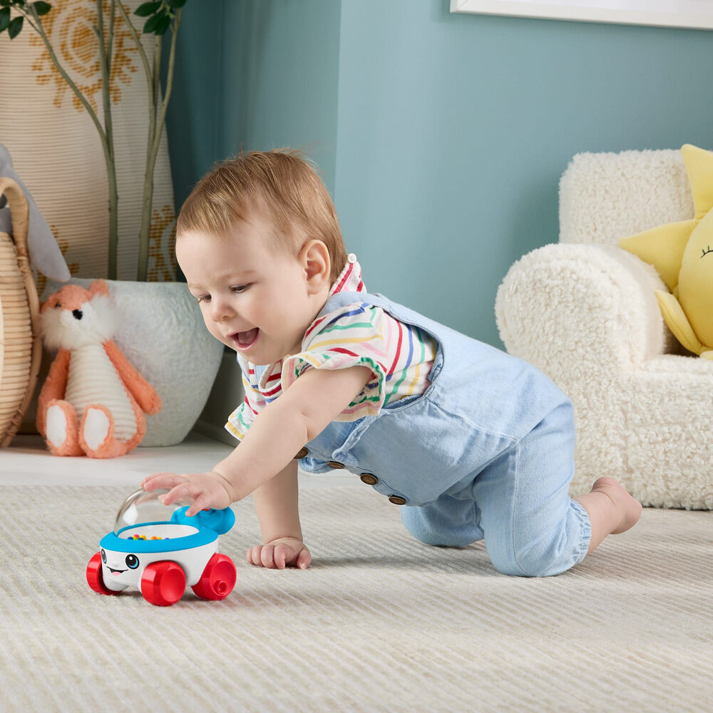 Vehículo palomitero Fisher-Price con ruedas rojas y palomitas de colores - 4