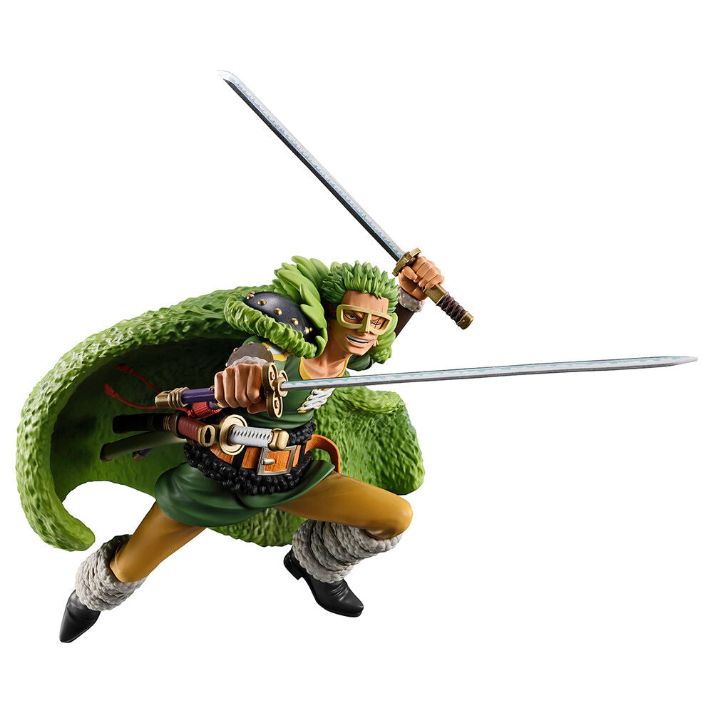 Figura de Roronoa Zoro de One Piece con espadas y capa verde - 4
