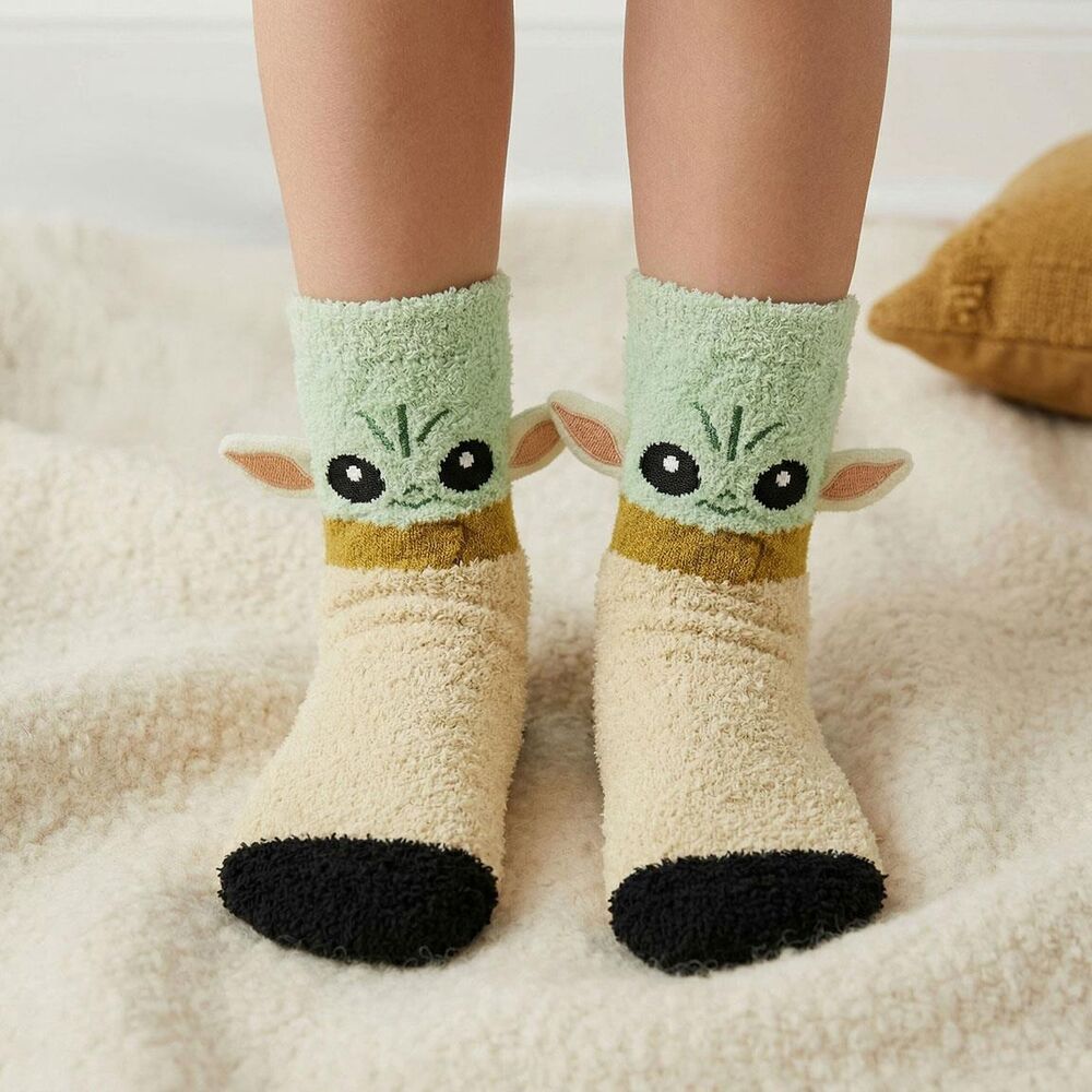 Calcetines antideslizantes de Grogu Star Wars en verde y beige - 2