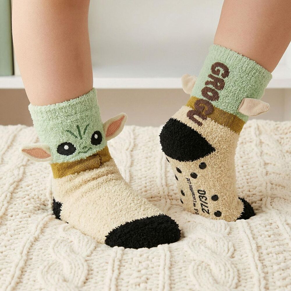 Calcetines antideslizantes de Grogu Star Wars en verde y beige - 5