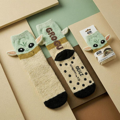 Calcetines antideslizantes de Grogu Star Wars en verde y beige - 6