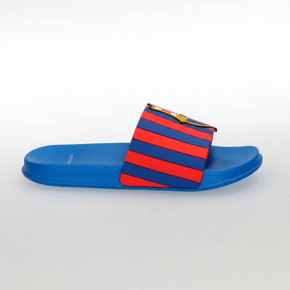 Chanclas azules de PVC F.C. Barcelona con escudo y franjas rojas - 3