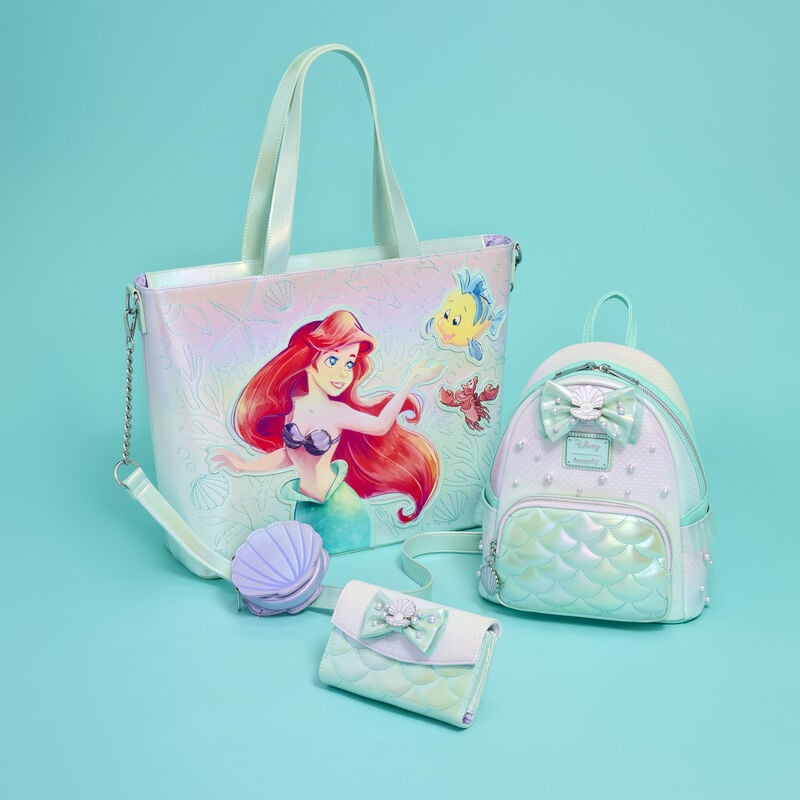 Cartera Loungefly iridiscente de La Sirenita con lazo y concha - 3