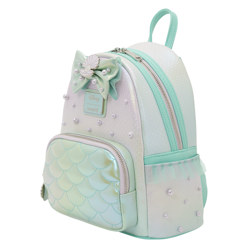 Mochila iridiscente de La Sirenita Disney Loungefly con escamas, lazo y perlas - 2