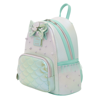 Mochila iridiscente de La Sirenita Disney Loungefly con escamas, lazo y perlas - 2