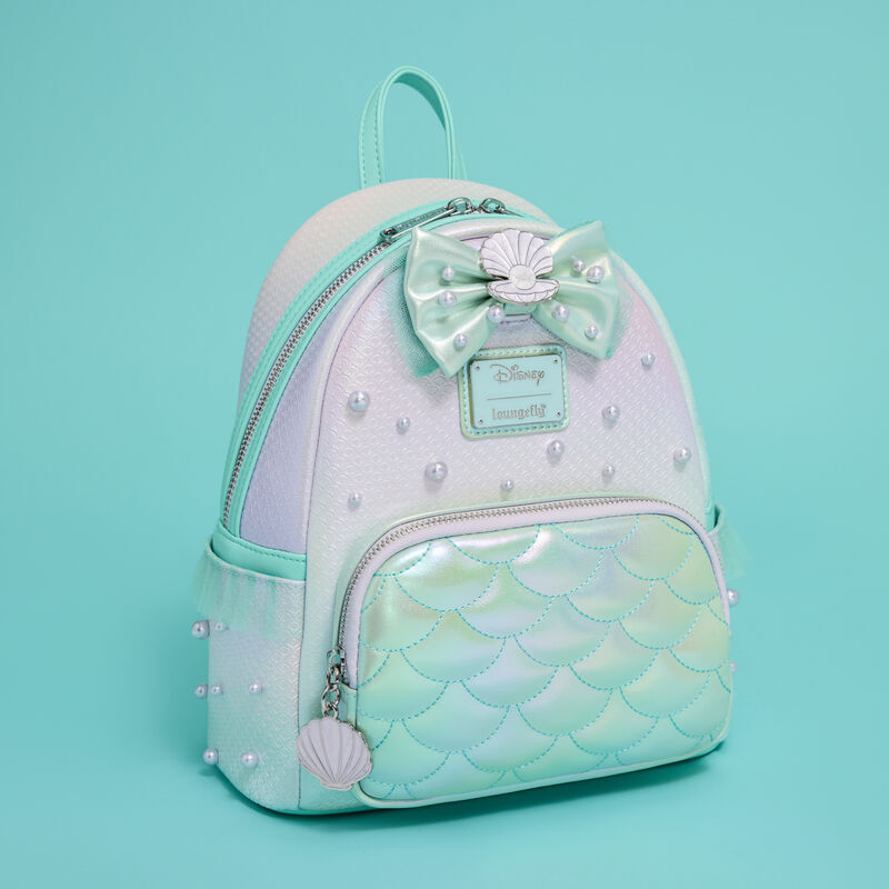 Mochila iridiscente de La Sirenita Disney Loungefly con escamas, lazo y perlas - 8