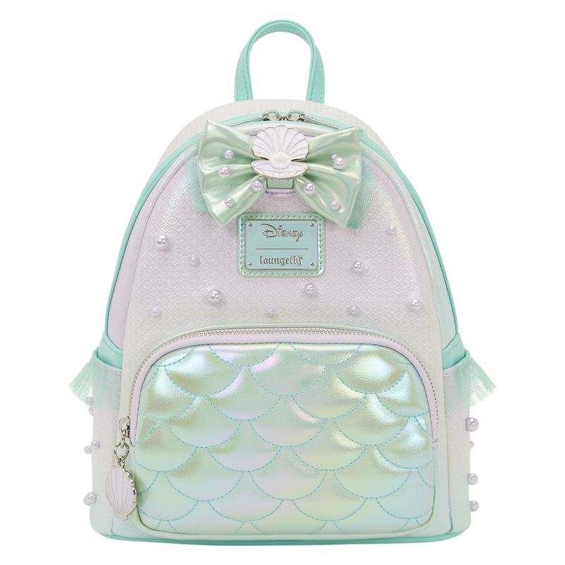 Mochila iridiscente de La Sirenita Disney Loungefly con escamas, lazo y perlas