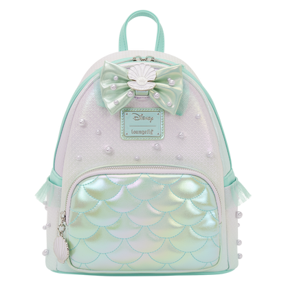 Mochila iridiscente de La Sirenita Disney Loungefly con escamas, lazo y perlas
