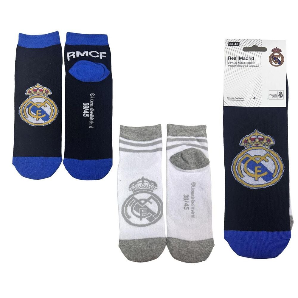 Set de dos pares de calcetines Real Madrid en azul marino y blanco