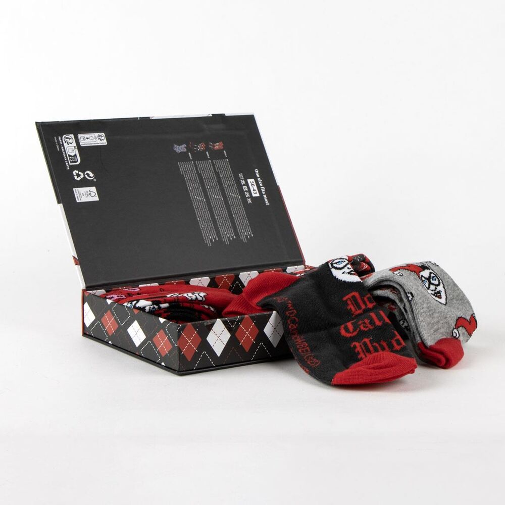 Set de calcetines Harley Quinn DC Comics con tres diseños en caja - 3