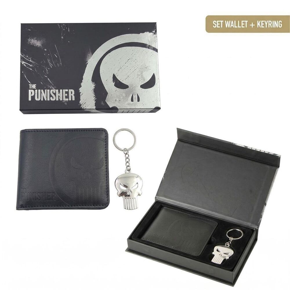 Set de cartera negra y llavero de calavera The Punisher Marvel