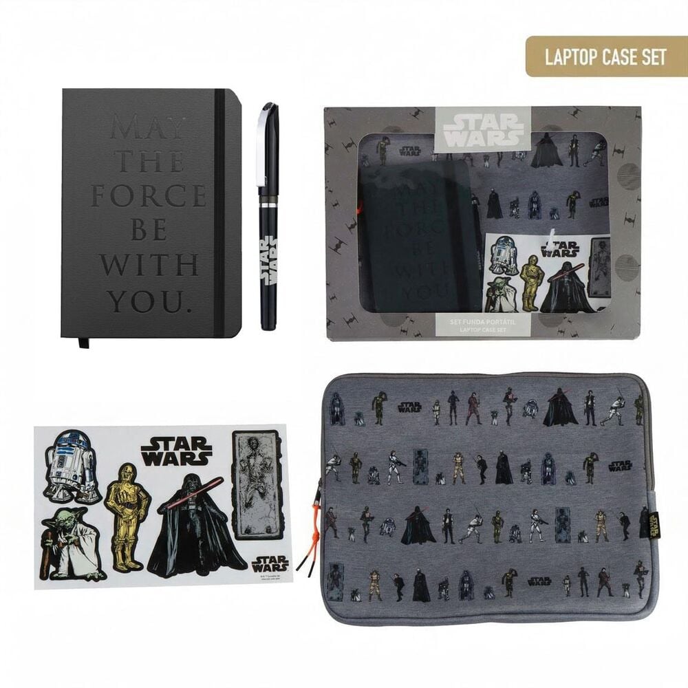 Set regalo Star Wars CERDÁ con funda para portátil, libreta y bolígrafo