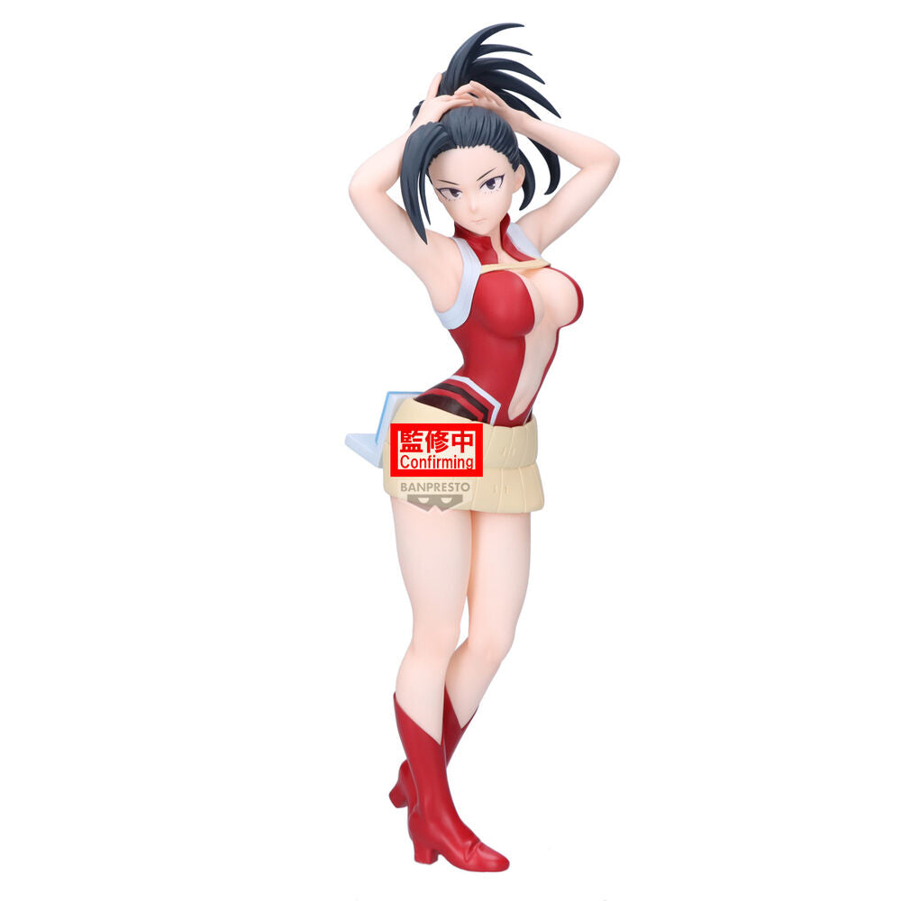 Figura de Momo Yaoyorozu de My Hero Academia con uniforme rojo y blanco