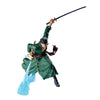Figura de Roronoa Zoro de One Piece con espada y efecto azul