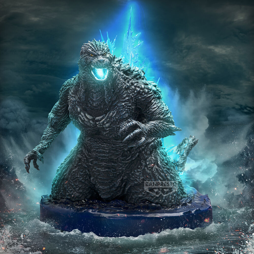 Figura de Godzilla Minus One con aliento atómico azul sobre base - 5