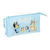 Portatodo triple Bluey azul claro con tres compartimentos