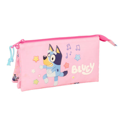 Portatodo triple rosa Bluey Dance con tres compartimentos