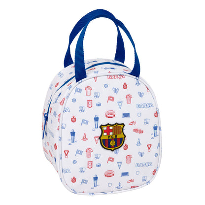 Bolsa portameriendas Baby F.C. Barcelona blanca con escudo y asa azul