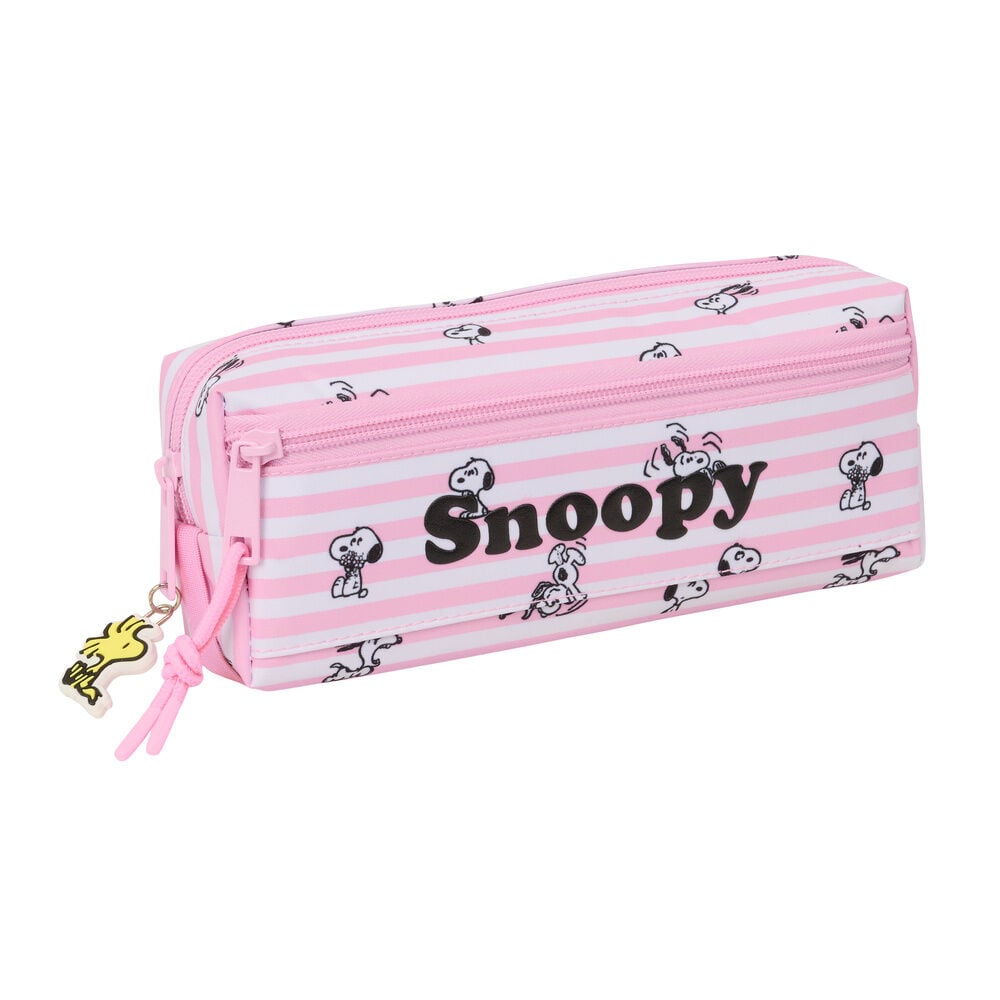 Portatodo triple Snoopy rosa con tres cremalleras