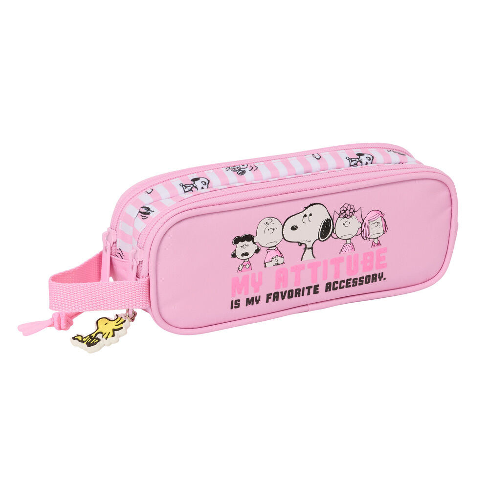 Portatodo doble rosa de Snoopy SAFTA con dos compartimentos