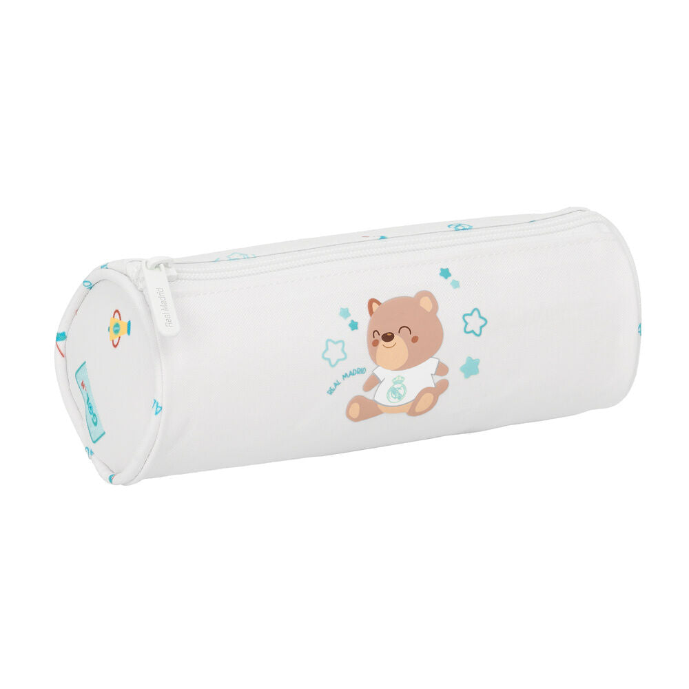 Portatodo tubular blanco Baby Real Madrid con osito