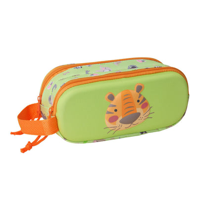 Portatodo 3D doble SAFTA verde con diseño de tigre
