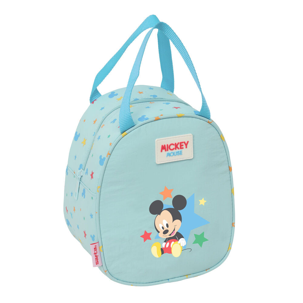 Bolsa portameriendas térmica azul Baby Mickey con estampado de estrellas