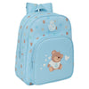 Mochila Baby azul claro del Real Madrid con oso y estampado de balones